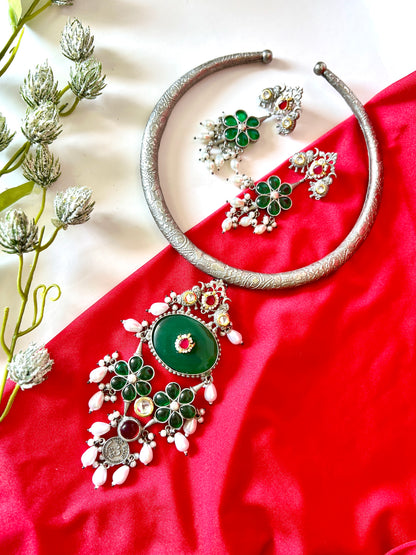 Silver Hasli Style Choker Necklace Set DB-GP122000Z2