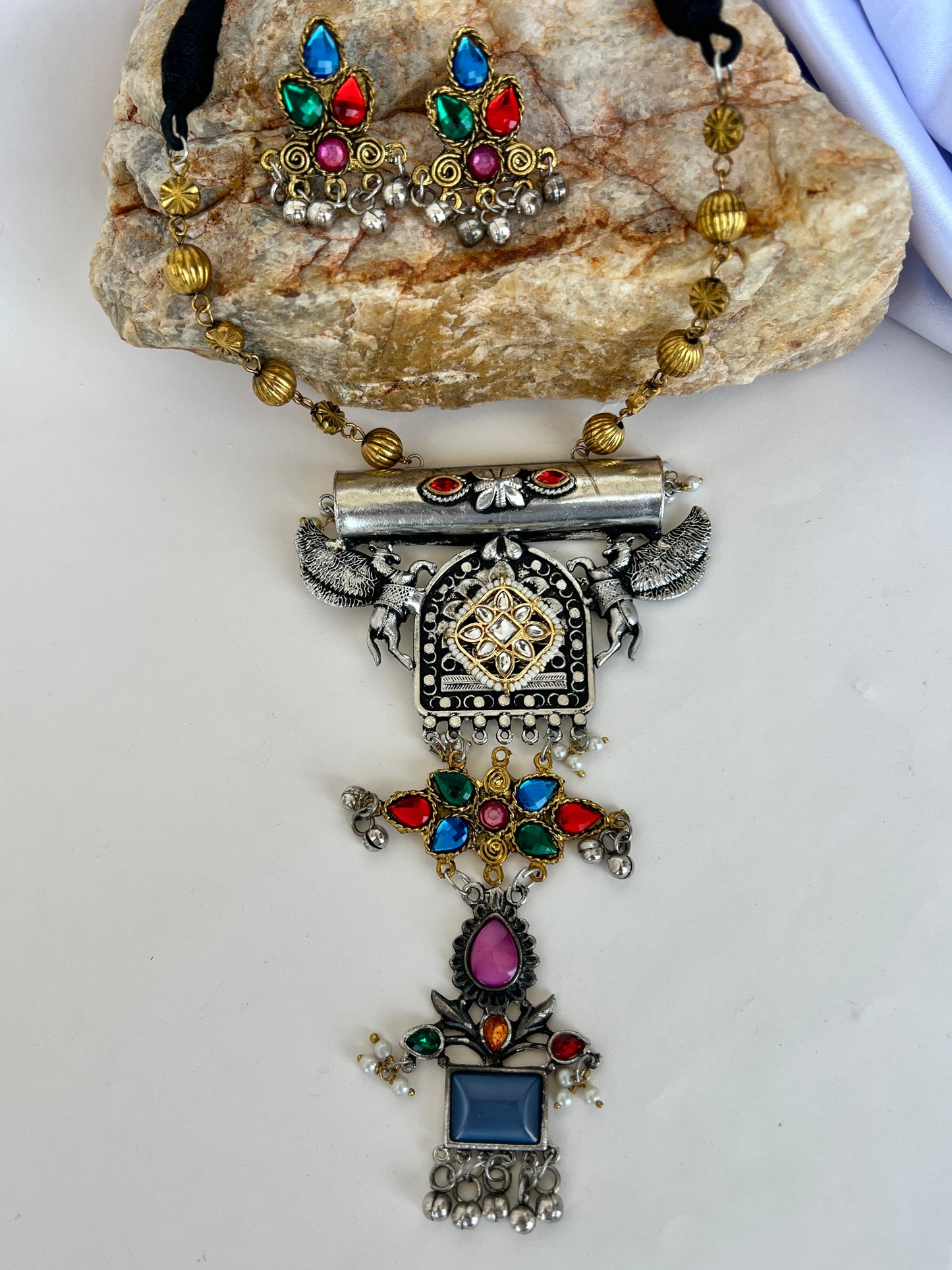 Krisha Multicolor Oxidise Necklace Set DB-OX9000Z2