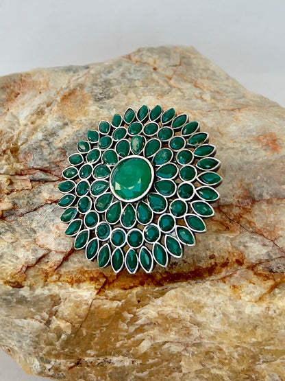 Pakhi Oxidised Flower Ring Green DB-OX300Z2