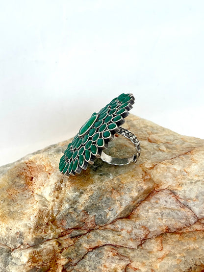 Pakhi Oxidised Flower Ring Green DB-OX300Z2