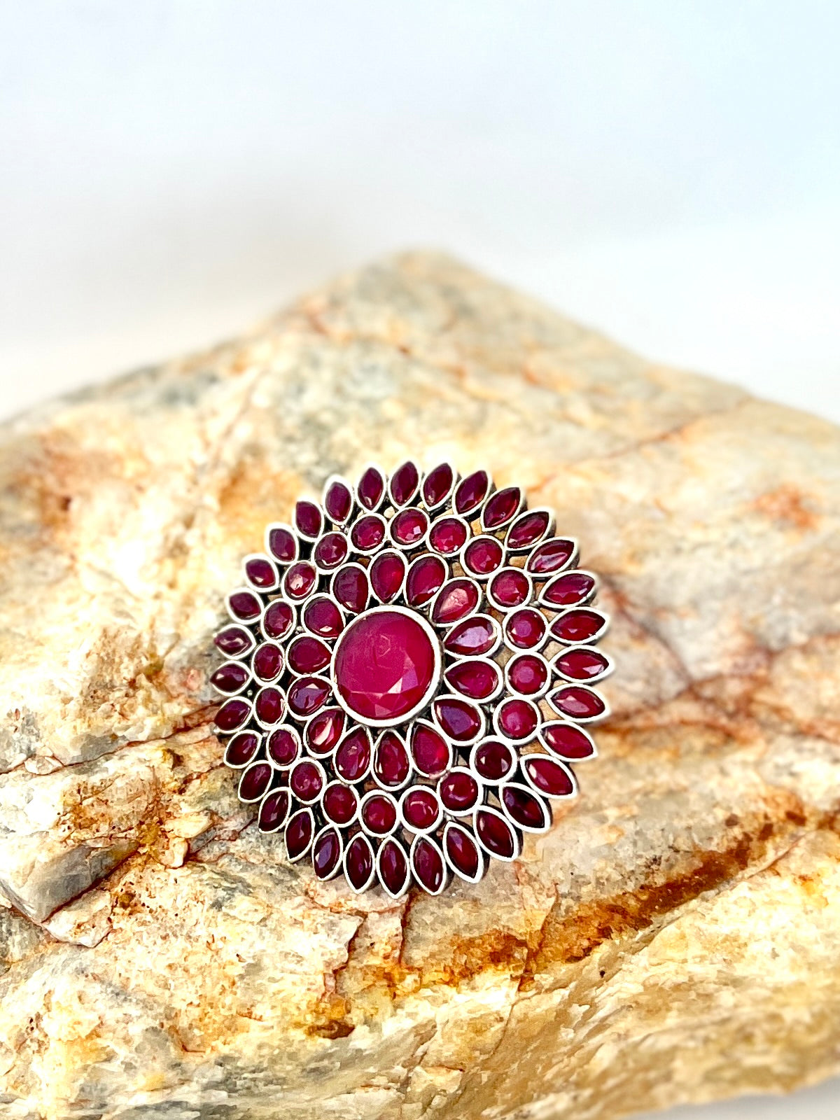 Pakhi Oxidised Flower Ring Pink DB-OX300Z2