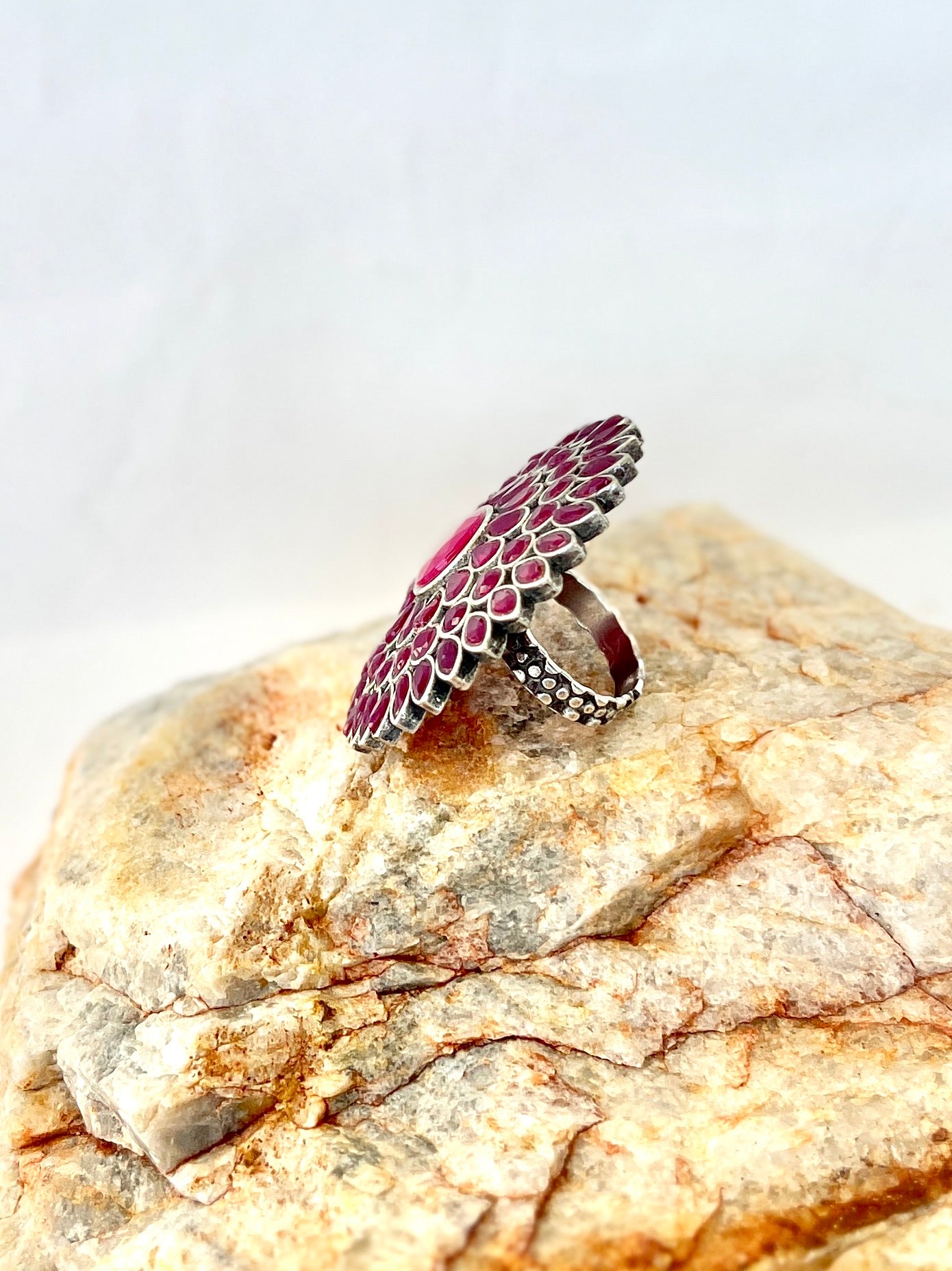 Pakhi Oxidised Flower Ring Pink DB-OX300Z2