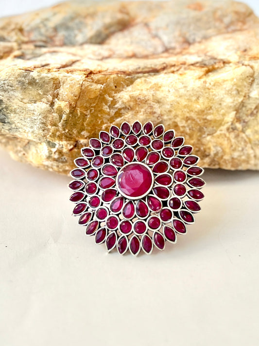 Pakhi Oxidised Flower Ring Pink DB-OX300Z2