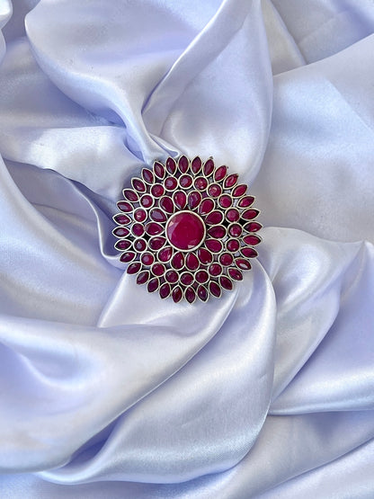 Pakhi Oxidised Flower Ring Pink DB-OX300Z2