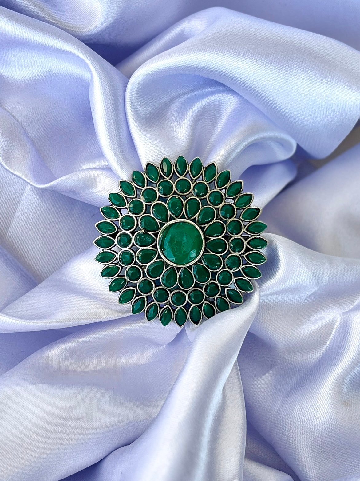 Pakhi Oxidised Flower Ring Green DB-OX300Z2