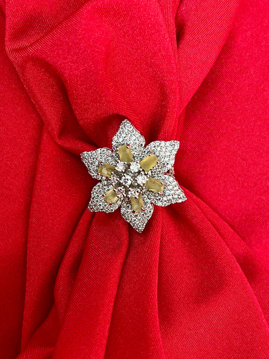 FLOWER PATTERN 3D DESIGN PARTY WEAR AD RING DB-AD15600Z2