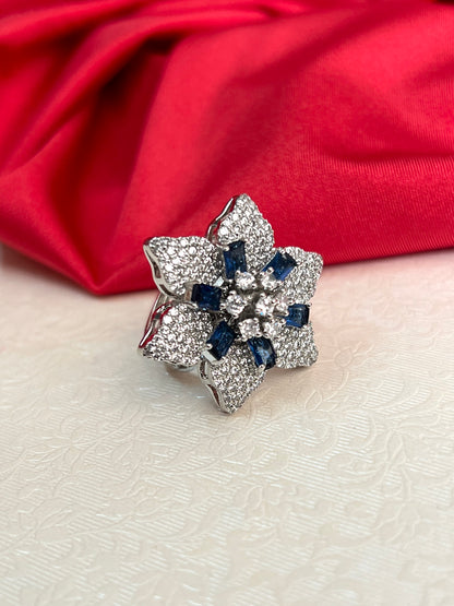 FLOWER PATTERN 3D DESIGN PARTY WEAR AD RING DB-AD15600Z2