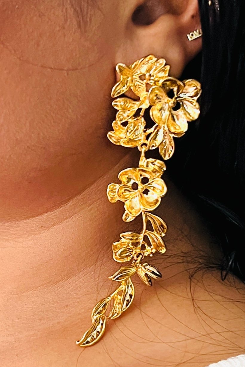 ANUSHKA FLOWER PATTERN STATEMENT EARRINGS DB-GP1900Z2