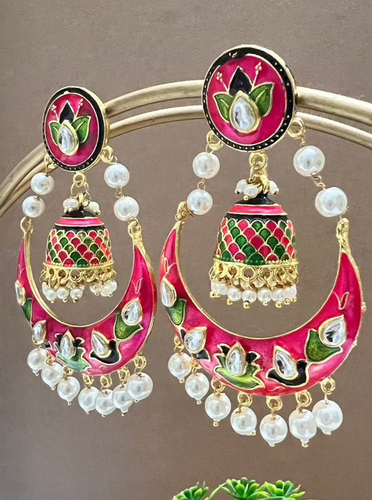 Meenakari Chandbali Pink Earring DB-ER1500Z