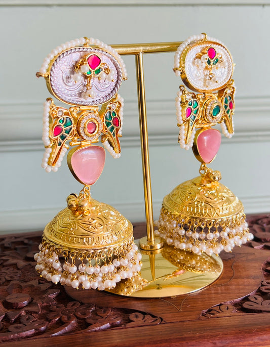 Noor Pachi Kundan Statement Jhumka Earrings DB-GP22800Z2