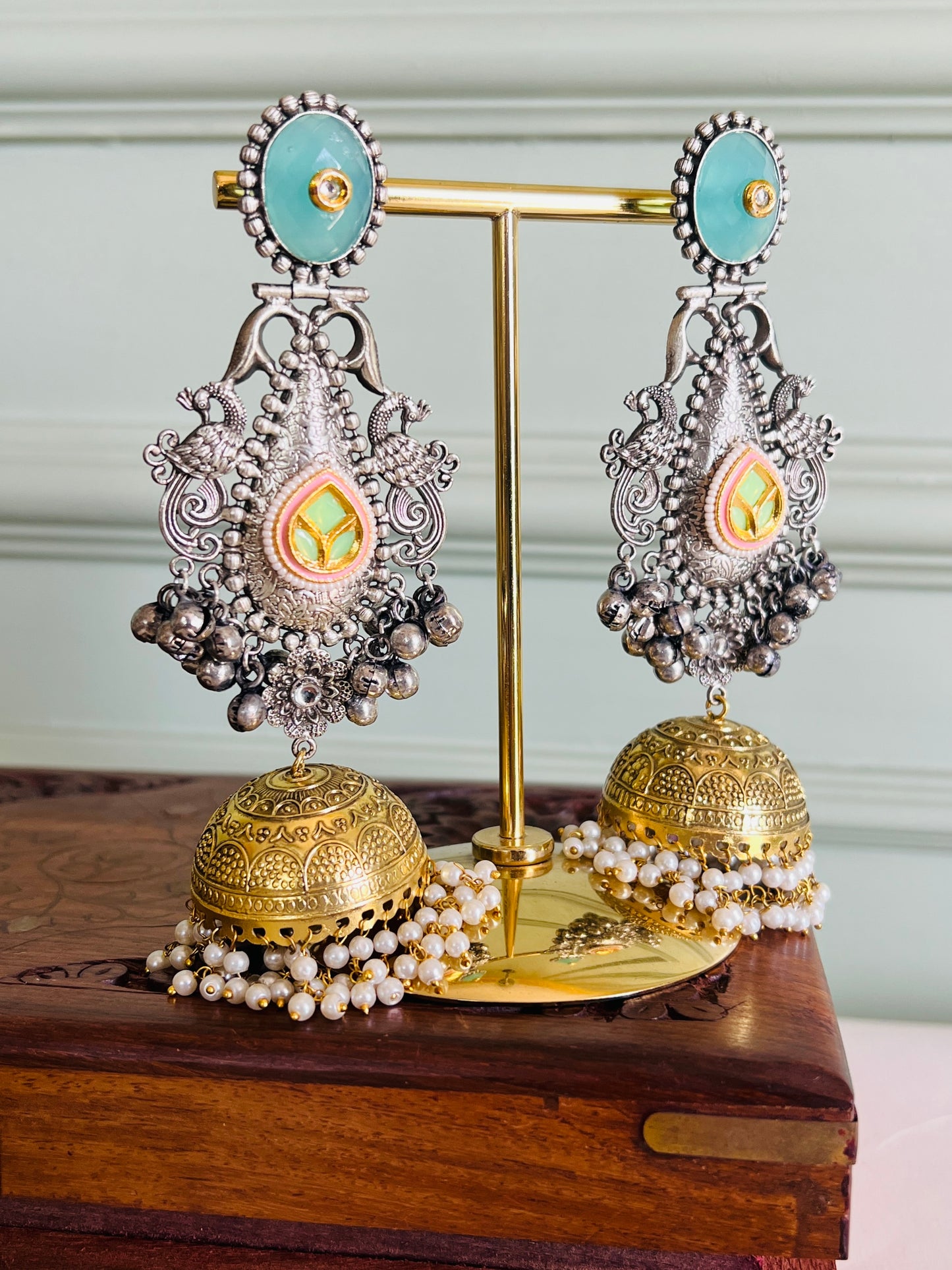 Zeenat Dual Tone Statement Jhumka Earrings DB-GP22000Z2