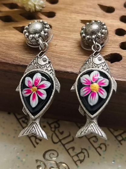 Meenakari fish earrings silver DB-SR1200Z2