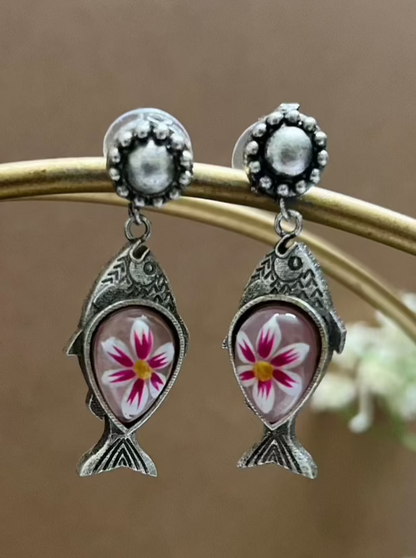 Meenakari fish earrings silver DB-SR1200Z2