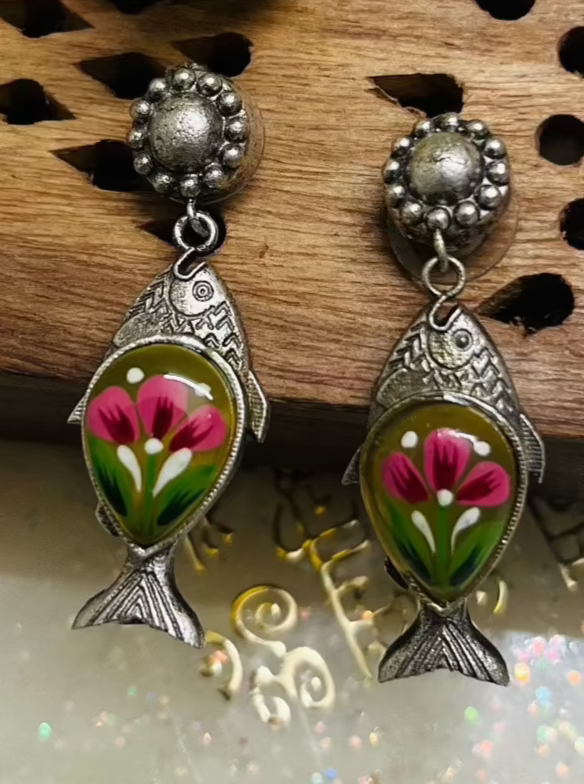 Meenakari fish earrings silver DB-SR1200Z2