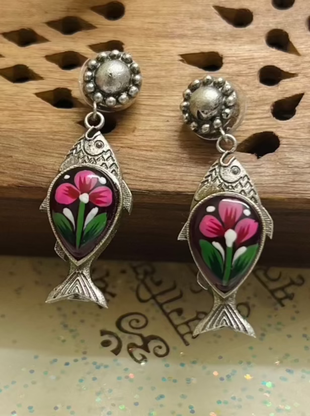 Meenakari fish earrings silver DB-SR1200Z2