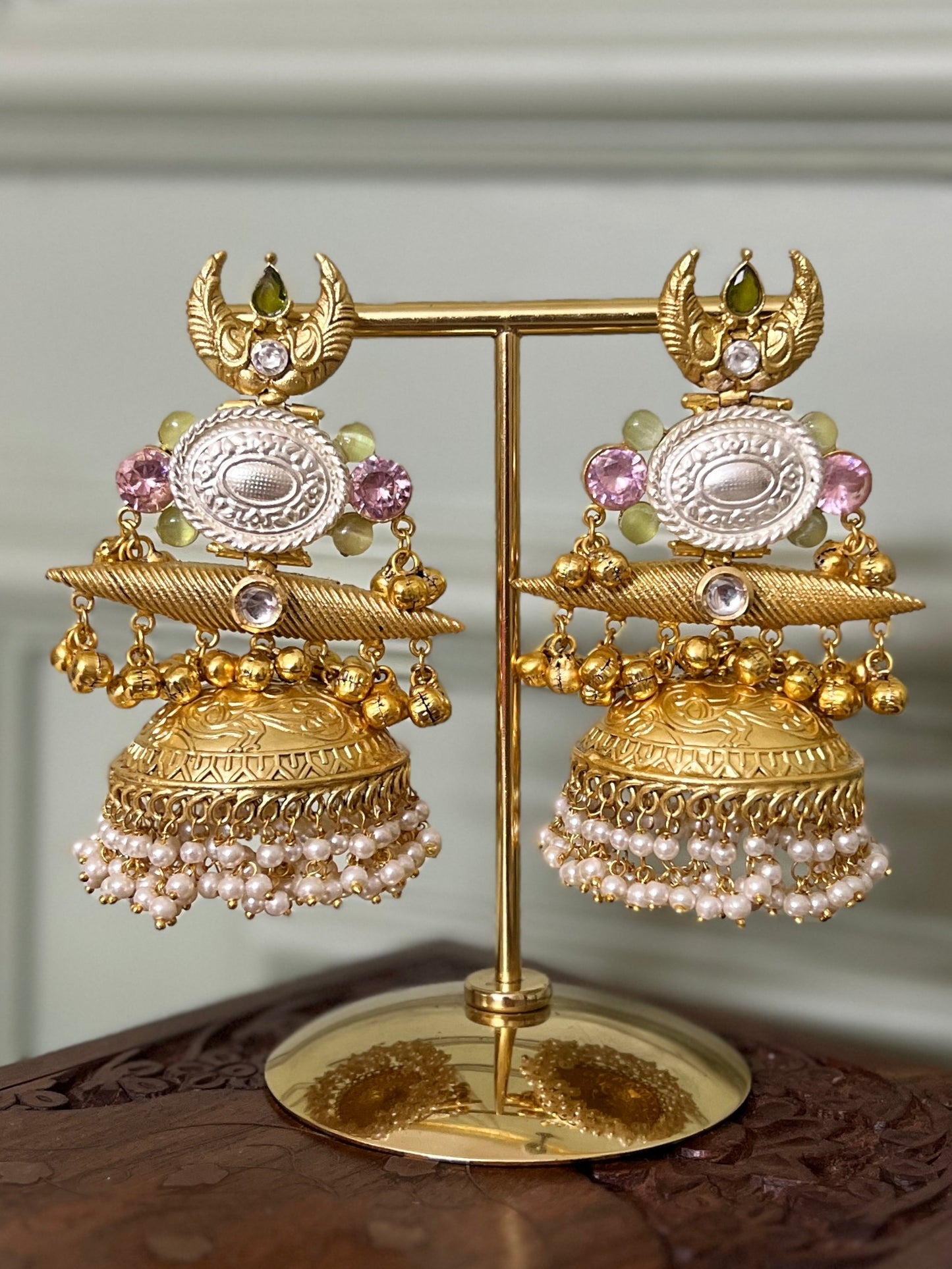Chandrika Golden Brass Statement Earrings DB-GP22200Z2