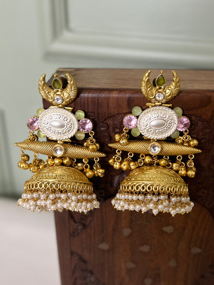 Chandrika Golden Brass Statement Earrings DB-GP22200Z2
