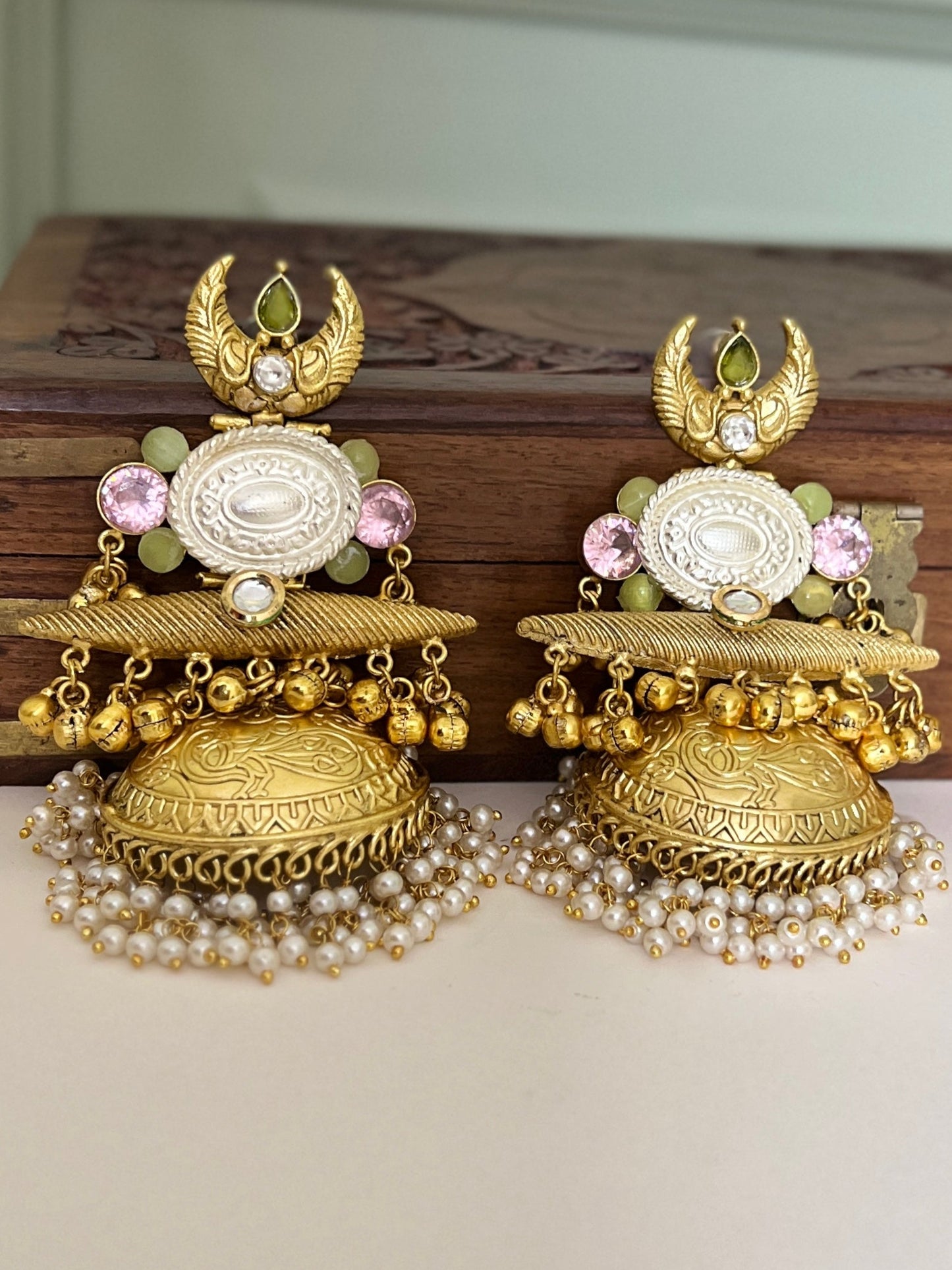 Chandrika Golden Brass Statement Earrings DB-GP22200Z2