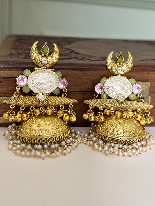 Chandrika Golden Brass Statement Earrings DB-GP22200Z2