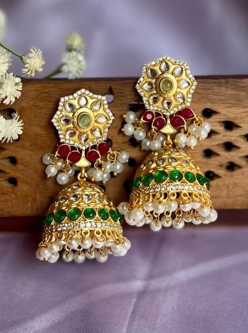 Phuljhadi Zircon Jhumka earrings DB-GP1720Z