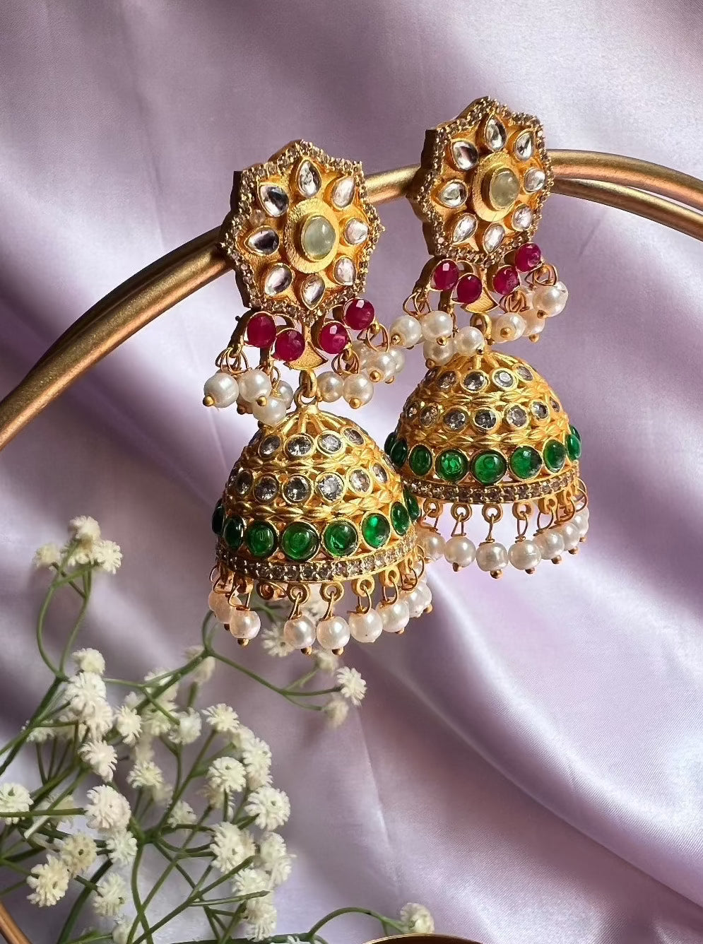 Phuljhadi Zircon Jhumka earrings DB-GP1720Z