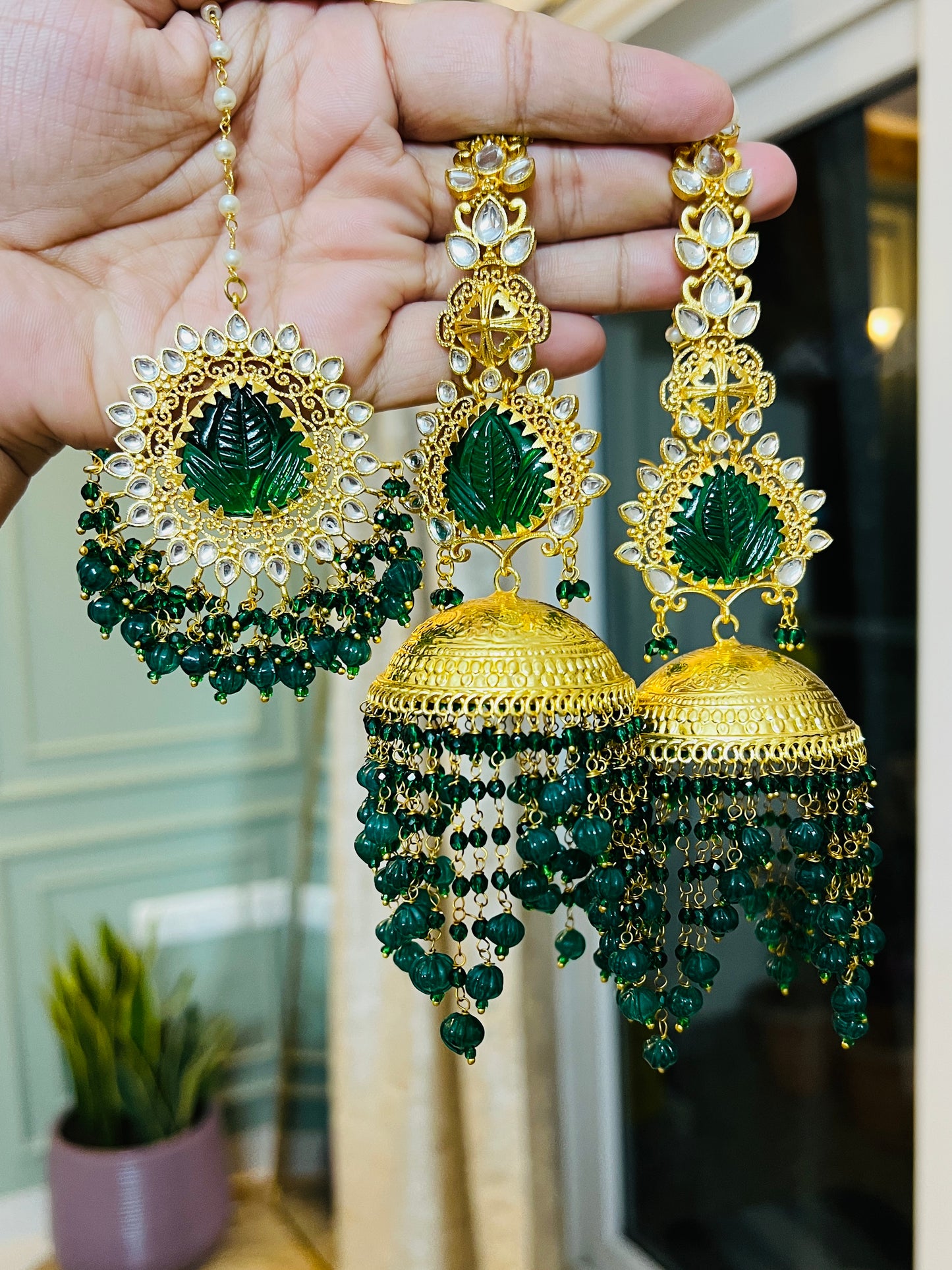 Nimrat Jhumka Earrings with Mangtika DB-GP22000Z2