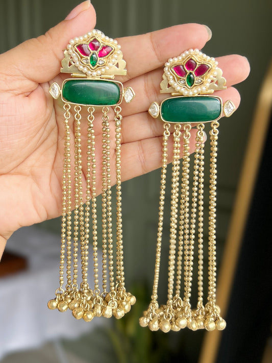 Prachi Kundan Tassels Earrings DB-GP116001Z2