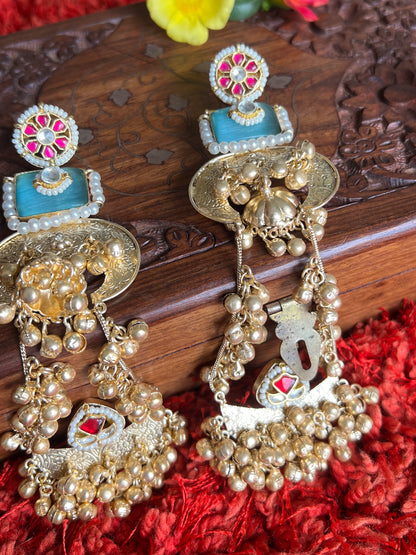 Aadya Pachi Kundan Statement Earrings DB-GP19000Z2