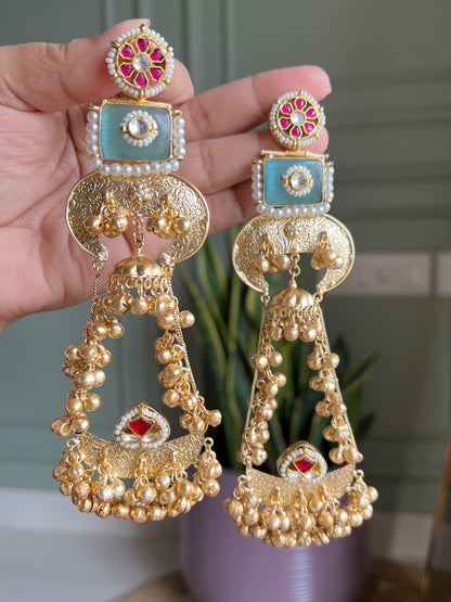 Aadya Pachi Kundan Statement Earrings DB-GP19000Z2