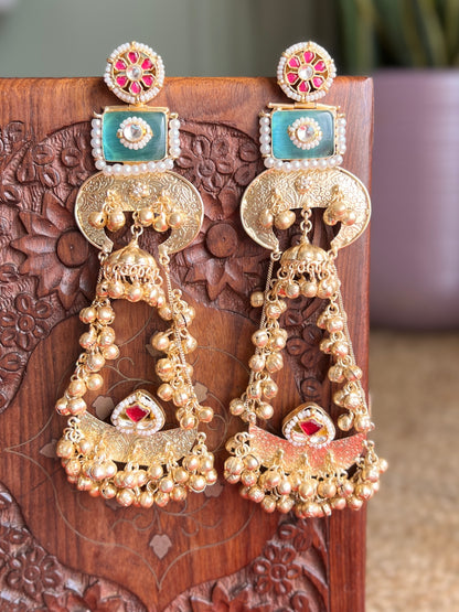 Aadya Pachi Kundan Statement Earrings DB-GP19000Z2