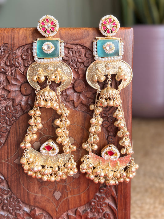 Aadya Pachi Kundan Statement Earrings DB-GP19000Z2
