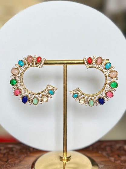 Savi Navratna Big Stud Earrings DB-GP9000Z2