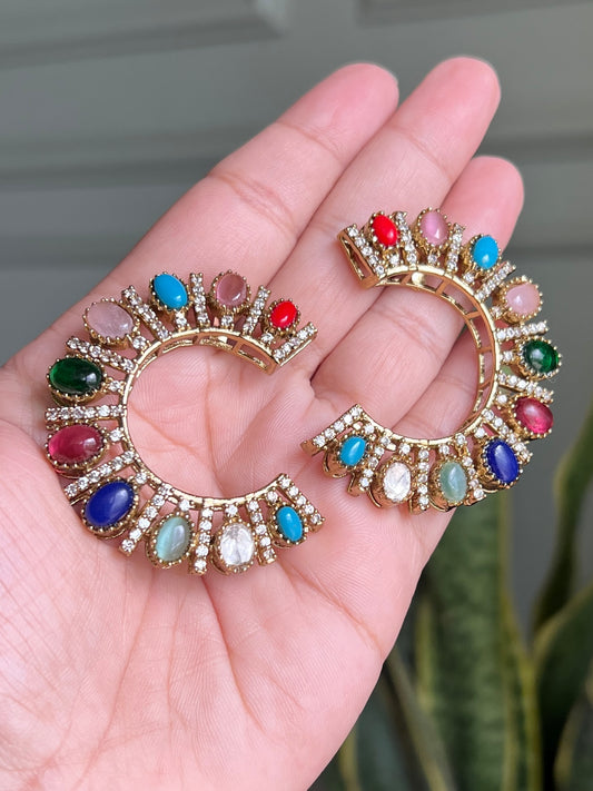 Savi Navratna Big Stud Earrings DB-GP9000Z2