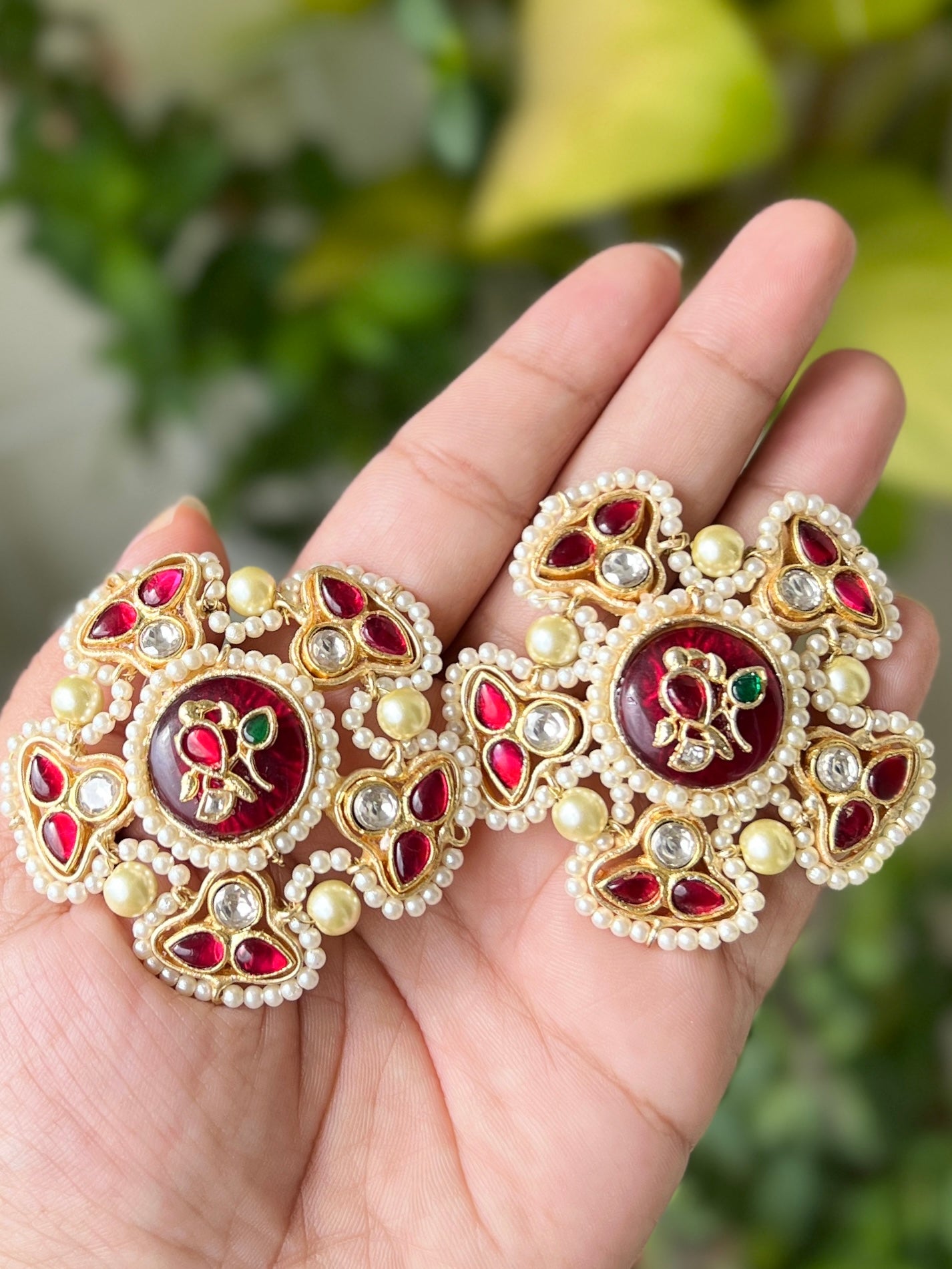 Savya Pachi Kundan Big Stud Earrings DB-GP24002Z2