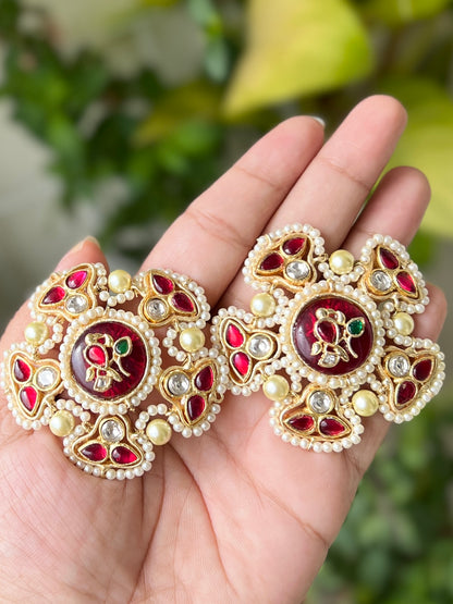 Savya Pachi Kundan Big Stud Earrings DB-GP24002Z2