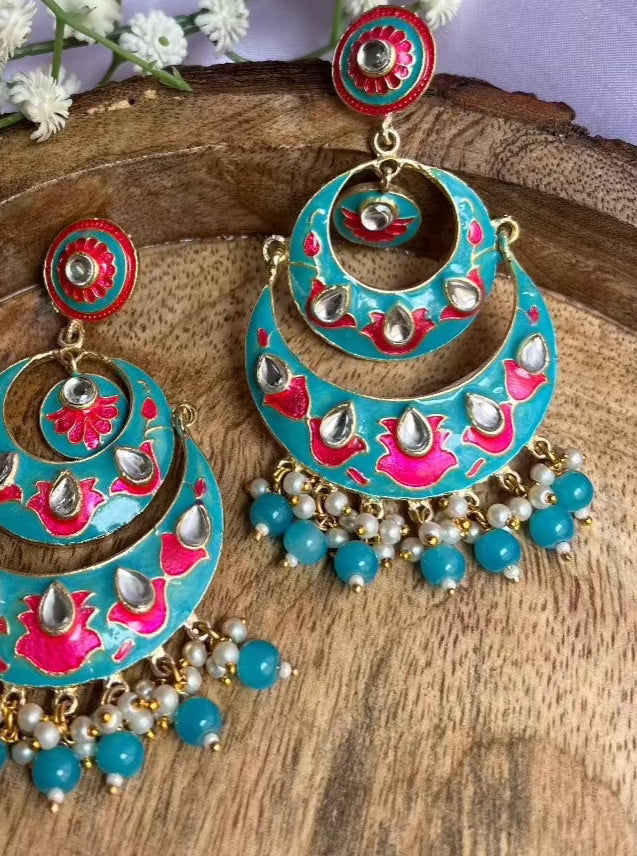 Ghazal Kundan Chandbali Sky Blue Earring DB-ER1500Z