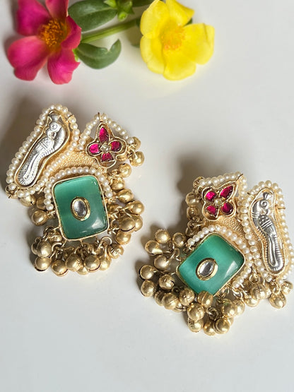 Navya Pachi kundan Big Studs DB-GP12502Z2