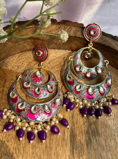 Ghazal Kundan Chandbali Purple Earring DB-ER1500Z