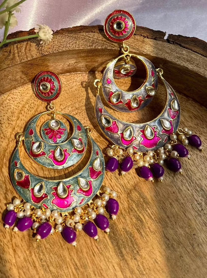 Ghazal Kundan Chandbali Purple Earring DB-ER1500Z