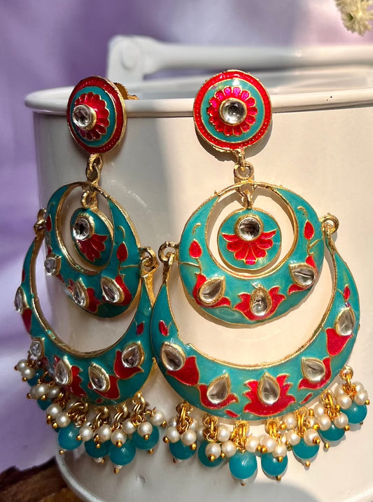 Ghazal Kundan Chandbali Sky Blue Earring DB-ER1500Z