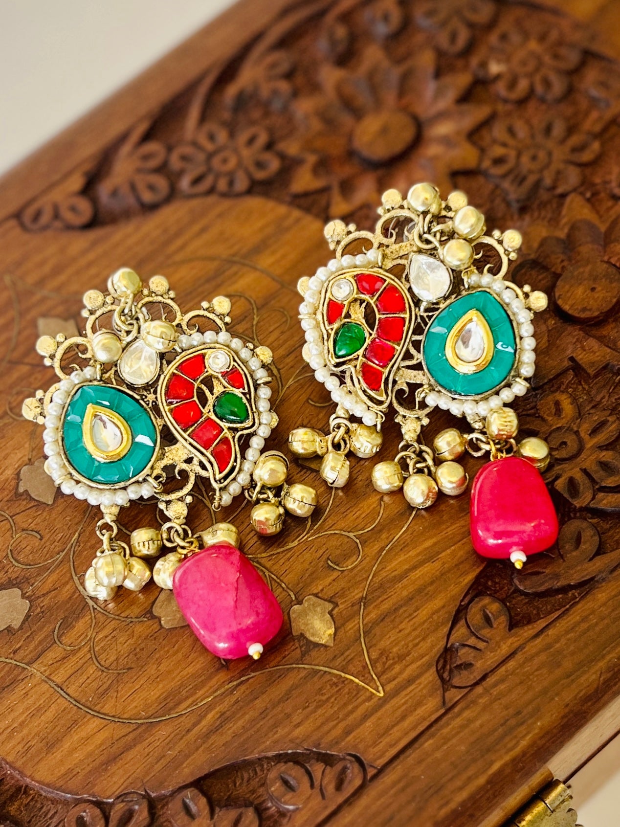 Radha Pachi Kundan Designer Peacock Earrings DB-GP12200Z2
