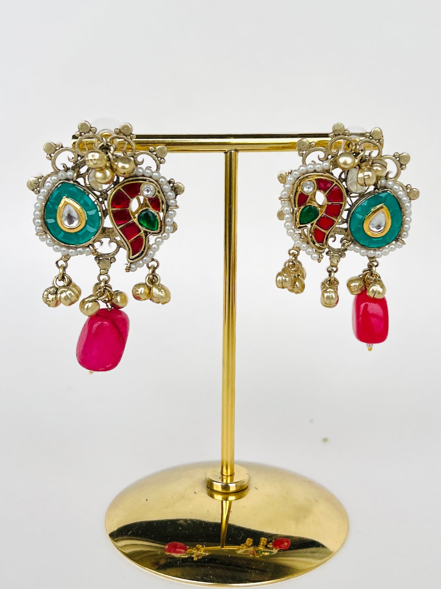 Radha Pachi Kundan Designer Peacock Earrings DB-GP12200Z2