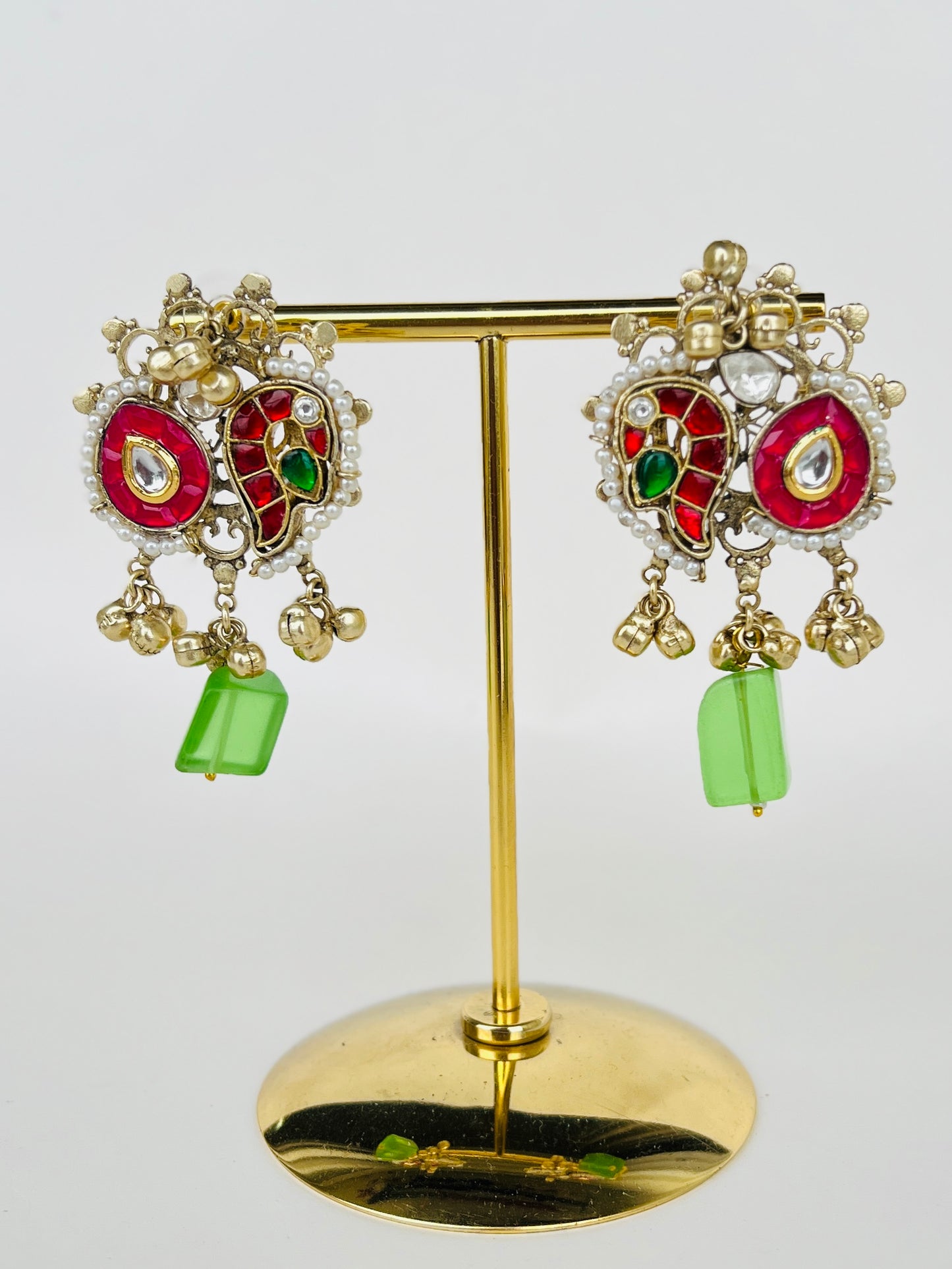 Radha Pachi Kundan Designer Peacock Earrings DB-GP12200Z2