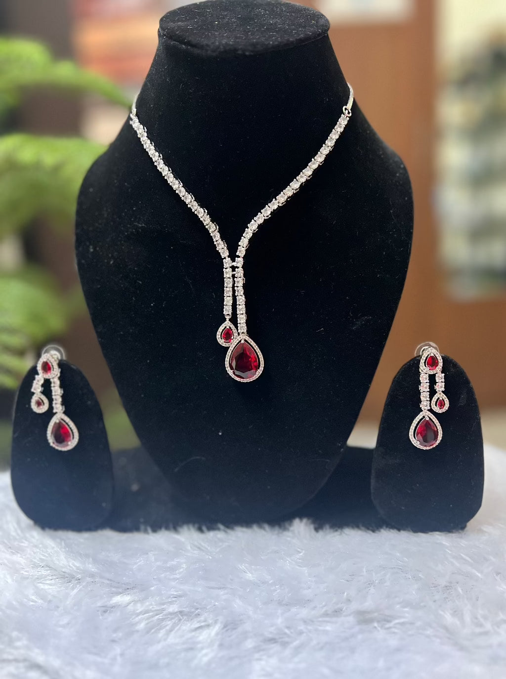 AD Ruby Red A line Necklace set DB-AD11400Z25