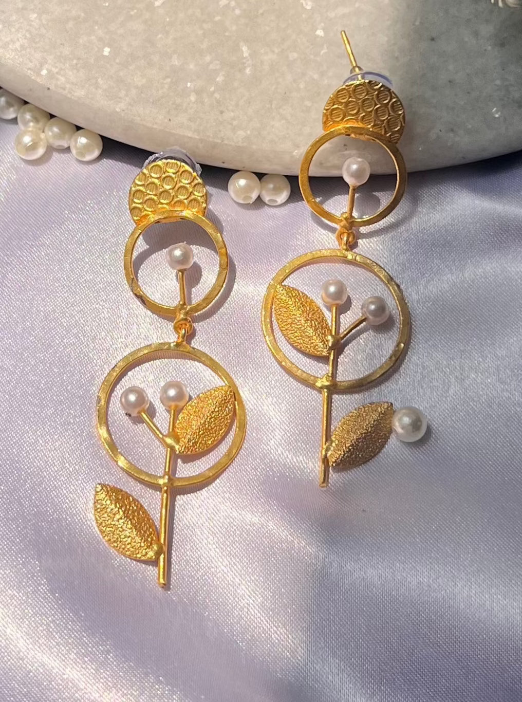 Golden Leafy Trendy Brass Earrings DB-BR60001