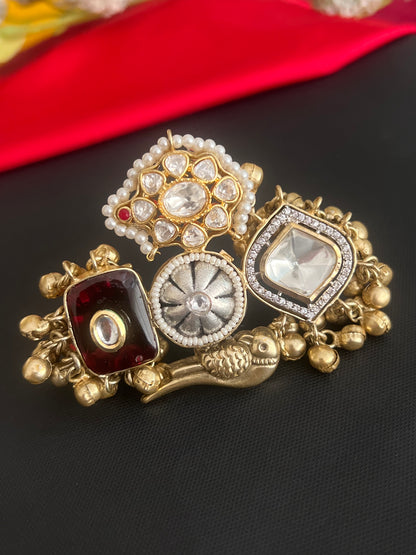 Aastha Peacock Motifs Kundan Ring DB-GP110001Z2