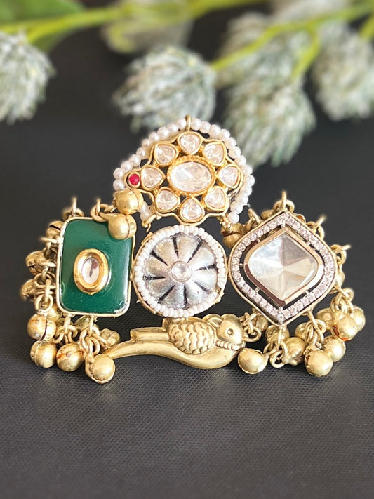 Aastha Peacock Motifs Kundan Ring DB-GP110001Z2