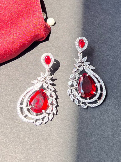 Zircon Ruby Red Drop Earrings DB-AD1556Z22