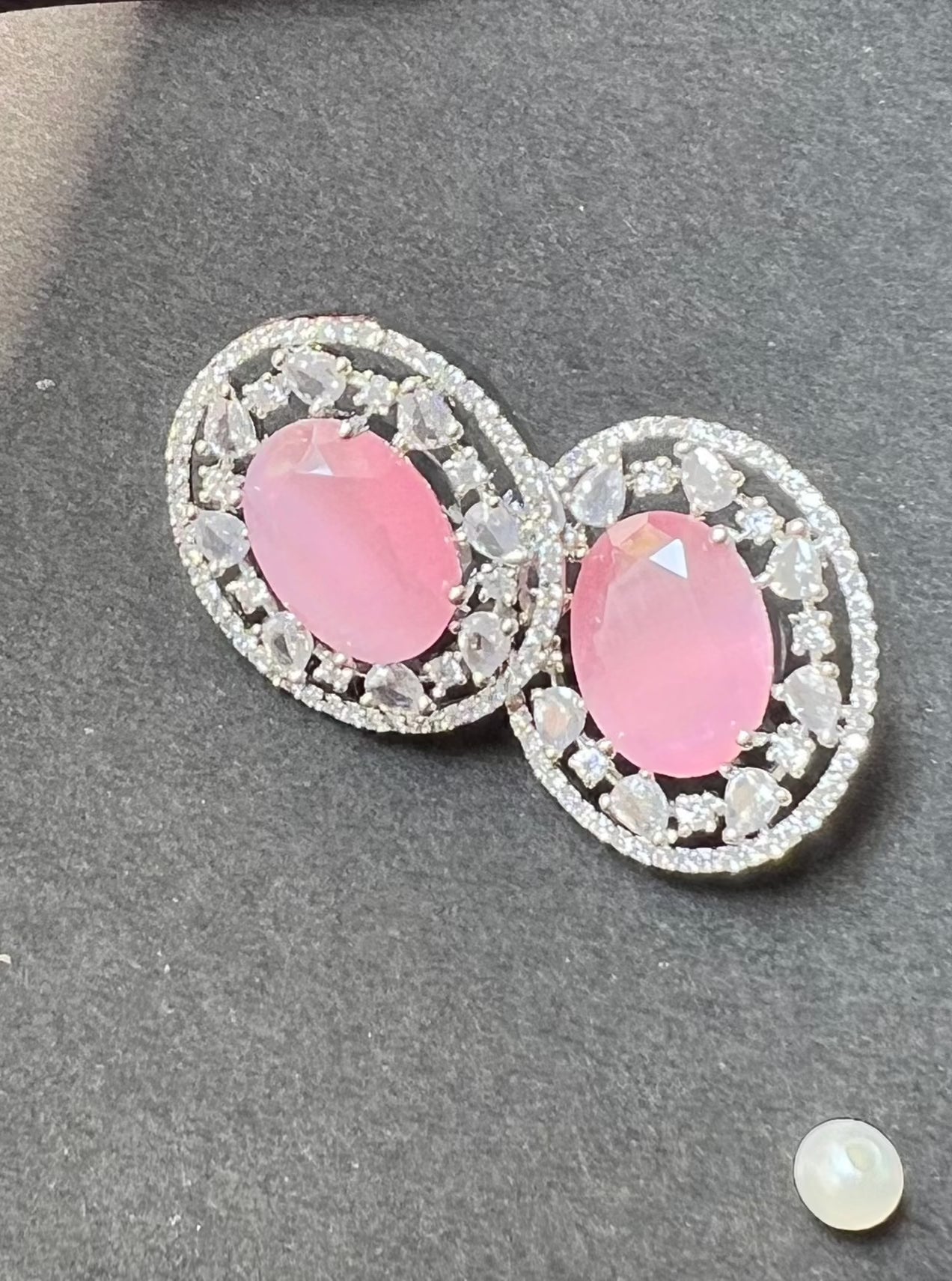 Zircon Pink Oval shape Studs DB-AD1434Z21