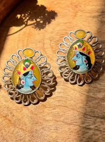 Tanjore Hand-painted Raja Studs Earrings DB-SR505Z20